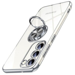 GalaxyS24用ケースクリアリング付きSamsungギャラクシーS24/SC-51E/SCG25カバー透明おしゃれOURJOYスマホケースメッキ加工ソフトケース耐衝撃軽量薄型ストラップホール付き