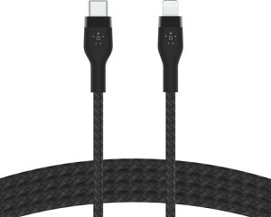 Belkin USB-C to ���C�g�j���O �ґg�V���R�� �P�[�u�� iPhone14 / 13 / 12 / SE / 11 / XR �Ή� �}���[�d �����ϋv MFi�F�� PD�Ή� 2���[�g�� �u���b�N BOOST CHARGE��������Flex