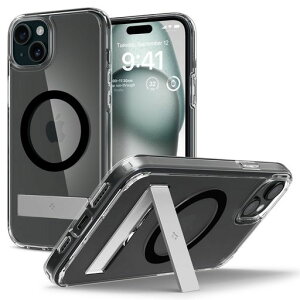 Spigen�y�n��18�N�̋Z�p�́ziPhone15Plus�P�[�X�N���AMagSafe�Ή��X�^���h�t���E���g���E�n�C�u���b�hS�E�}�O�t�B�b�gACS06665(�N���X�^���E�N���A)