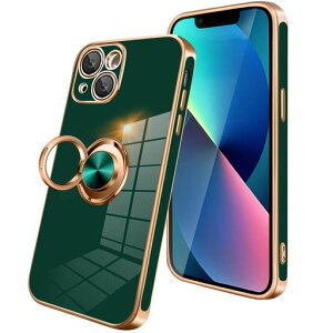 KEHUALLEiPhone13ケースリング付きスマホケースいphone13カバー耐衝撃メッキ加工TPU携帯カバー車載ホルダー対応360度回転多機能スタンド機能ストラップホール付きアイフォン13携帯ケース