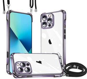 iPhone13Pro用ケースクリアショルダーiPhone13proスマホケースアイフォン13proカバー肩掛け斜めかけ縄掛けケース新型韓国透明薄型軽量TPUメッキ加工ケース紐付き斜めがけ
