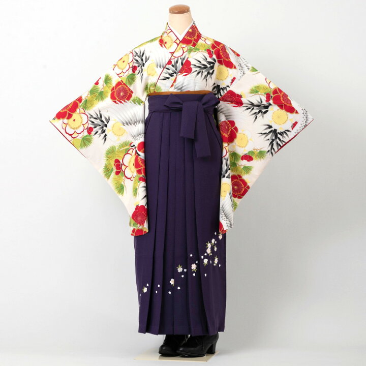 楽天市場】生成り地に鶴と松竹梅＆紫刺繍 卒業式 袴セット 着物 17点