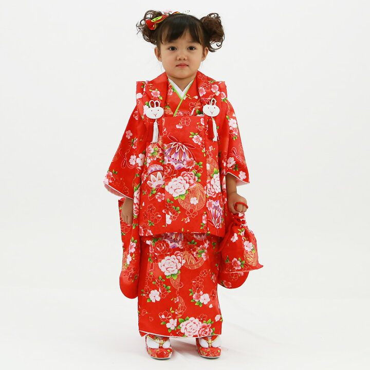 楽天市場】【レンタル】七五三 着物 3歳 被布セット 女の子 11点フル 