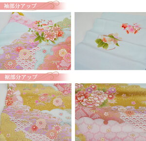 訪問着レンタル19点フルコーディネートセット「ピンク地に緑ぼかし菊と桜」往復送料無料