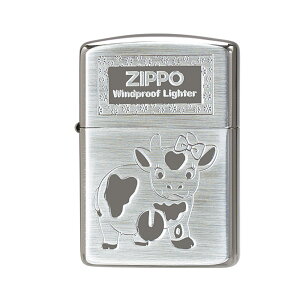 Zippo Wb|[ ICC^[  A[}[P[X Vo[ & ubN COW 3D Silver & Black