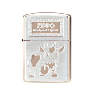 Zippo Wb|[ ICC^[  A[}[P[X Vo[ & sN COW 3D Silver & Pink