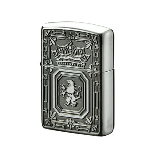Zippo ジッポー オイルライター 深彫アーマーライオン 銀メッキ イブシ仕上げ アーマーケース
