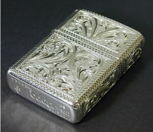 Zippo ジッポー オイルライター スターリングシルバー(純銀) シルバーキング アーマー 手彫 5面加工