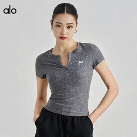 Alo Yogaヨガウェア レディース 半袖 夏用 スリム効果 ランニング ピラティス フィットネストップス
