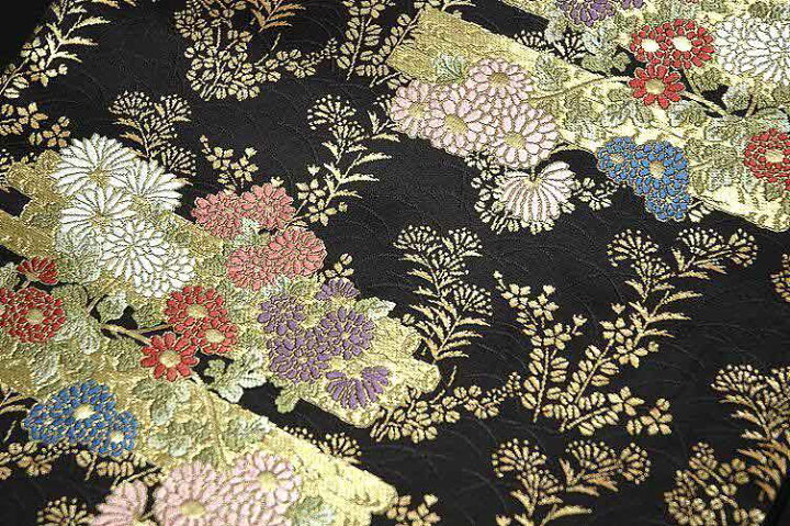 楽天市場】金糸織り 花模様 黒地 豪華 袋帯 : 和あそび 京水月