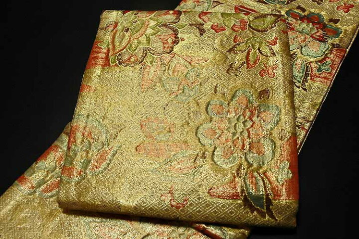 楽天市場】豪華な花柄 金色系 地紋 正絹 袋帯 : 和あそび 京水月 