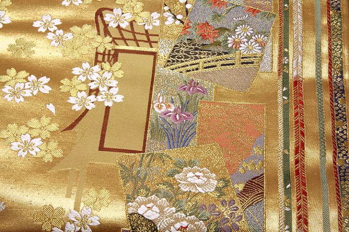 楽天市場】京都西陣老舗「橋本織物謹製」 短冊色紙花鳥文 引箔 金色系 