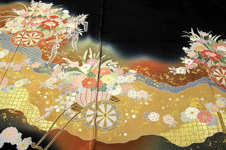 楽天市場】「京友禅作家 松井青々」作 金駒刺繍 花車模様 ボカシ  