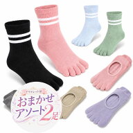 【アウトレット】【アソート2足】ピラティス用靴下 ヨガソックス ピラティスソックス 滑り止め付き 5本指…