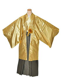 【レンタル】男性袴 紋付袴 12月から1月商品 紋付袴 ゴールド紋付 派手紋付 紋服 派手袴 金紋付 個性的紋付 目立つ キンピカ 成人式袴 卒業式袴 結婚式袴 フルセットレンタル 送料無料