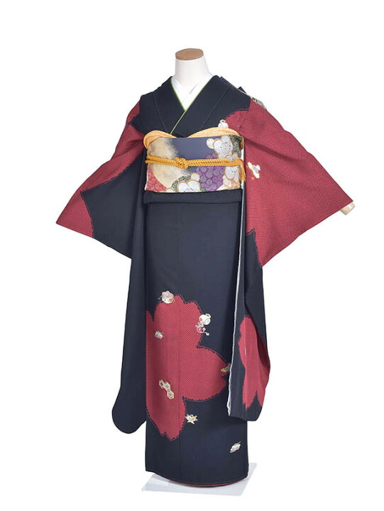 楽天市場 レンタル 振袖 正絹 成人式 結婚式 結納 およばれ 姉妹結婚式 黒振袖 古典着物 豪華振袖 2次会 式典 レンタル振袖 フルセット 足袋プレゼント 送料無料 黒 赤絞りfr612 レンタル衣裳京なごみ楽天市場店