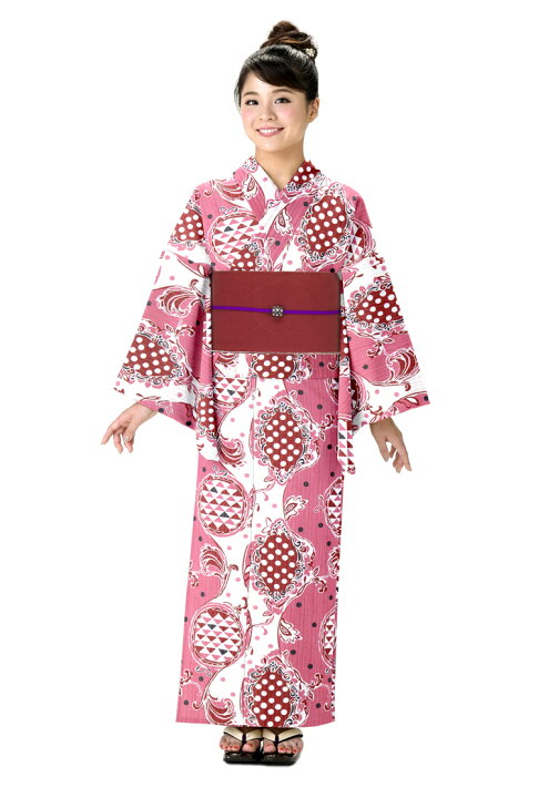 楽天市場 浴衣 レディース Adam Eve ゆかた 女性 浴衣 ブランド浴衣 かわいい 大人 可愛い Yukata 仕立上がり プレタ 浴衣 フリーサイズ 白 ピンク レトロ Ly085 京都スタイル