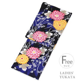 浴衣 レディース 仕立て上がり（フリーサイズ）女物 浴衣 女性浴衣 ゆかた レディース プレタ 夏着物 黒 ブラック yukata お値打ち 大人 レトロ シックな大人の装い 菊 浴衣単品 和服 激安 安い かっこいい Fサイズ 夏祭り 花火大会【浴衣 レディース】ly243