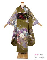 楽天市場】振袖 レンタル（カラーカーキグリーン）（和服｜レディース 