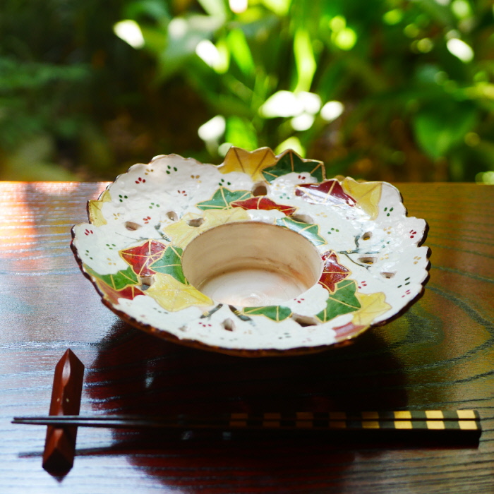 見て美しく食べて美味しい手仕事の器 一部予約 乾山写し 色絵 吉野桜と3色もみじ 値引き 口径20cm 高さ6cm 陶器 変形鉢