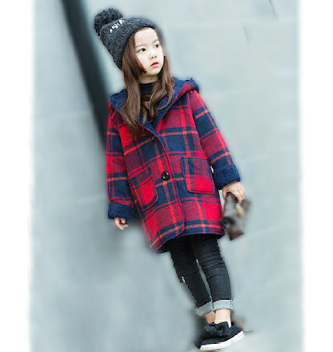 楽天市場 送料無料 子供服 女の子 ダッフルコート ロング 韓国子供服 フード付きコート チェック柄 裏ボア 子供服 キッズ 女児 ジャケット 冬服 学生子供服 女の子 ダッフルコート ロング 韓国子供服 学生 京プランshop