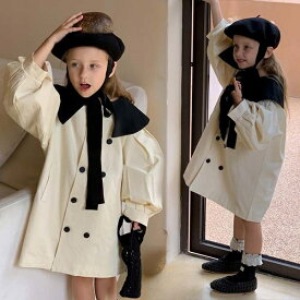 ロングコート キッズ 春秋 子供服 女の子 アウター トレンチコート ベビー服 トップス 上着 子ども服 ジャケット スプリングコート おしゃれ 可愛い 140 130 120 110 100 90cm 入学 入園 幼稚園 小学生 誕生日 プレゼント キッズコート 子供コート お出かけ