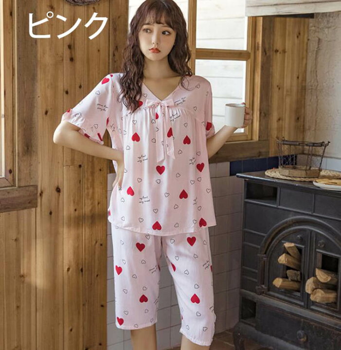 楽天市場 パジャマ レディース 2点セット 春夏 ルームウェア 上下セット 花柄 半袖 寝間着 部屋着 体型カバー 大きいサイズ 韓国風 可愛い 新作 京プランshop