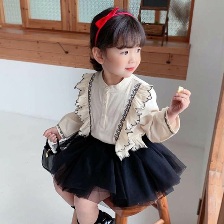楽天市場 子供服 セットアップ キッズ 女の子 長袖 春秋 上下セット 韓国子供服 ジュニア ブラウス 膝丈スカート レース カジュアル 可愛い おしゃれ 小学生 新品 京プランshop