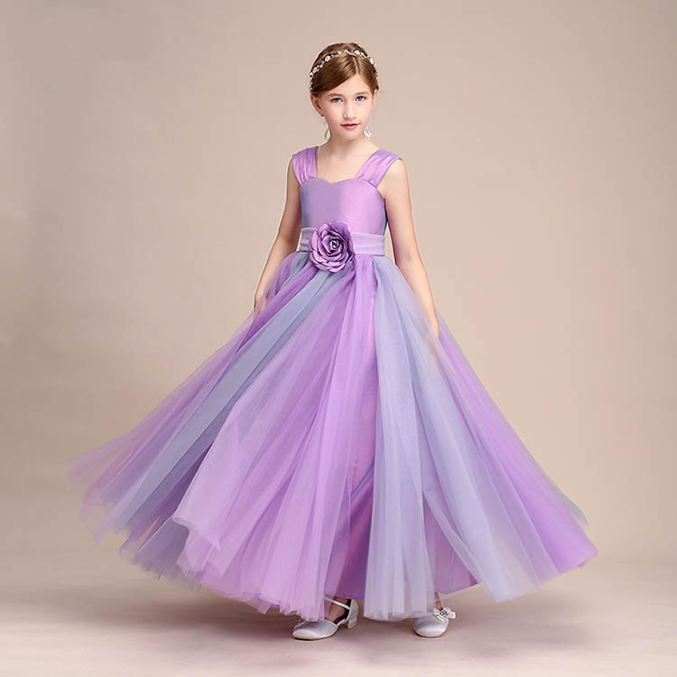 子供 ドレス 2色チュールの豪華な配色がエレガントなロングドレス チュールドレス フラワーガール 七五三 チュールスカート イベント パーティードレス  | 京プランSHOP