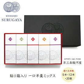 貼り箱入り一口羊羹ミックス 5本入り・12本入り・20本入り 貼り箱　手提げ袋付き　和菓子 ギフト 京都 紅 抹茶 栗 小倉 お取り寄せ おもてなし おもたせ お茶請け 個包装 お中元 お歳暮 夏ギフト 冬ギフト 敬老の日 内祝 御祝 御供 法事 仏事 手土産 お菓子 贈り物 進物