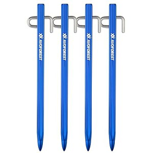 鍛造ペグ アルミ製 ペグ 超高強度 7A04アルミ合金 20cm/30cm 4本/8本セット ステンレス製フック 超軽量 錆びにくい テント用 タープ用 アウトドア/キャンプ 用品 岩場 砂浜 砂利 硬い土 芝生 (ブル