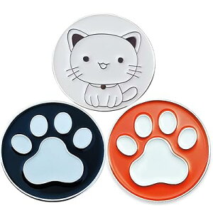 ゴルフ マーカー ゴルフキ磁気 ロゴボールマーク かわいい猫犬 肉球 デザイ3個入り 含まない 台座 (G ゴルフ マーカー ・3個入)