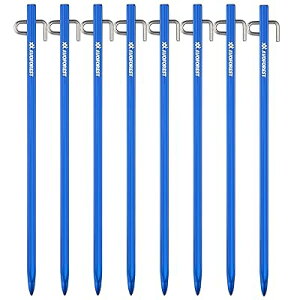 鍛造ペグ アルミ製 ペグ 超高強度 7A04アルミ合金 20cm/30cm 4本/8本セット ステンレス製フック 超軽量 錆びにくい テント用 タープ用 アウトドア/キャンプ 用品 岩場 砂浜 砂利 硬い土 芝生 (ブル