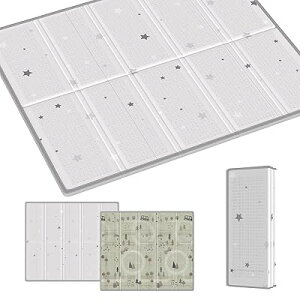 プレイマット 赤ちゃん 厚手 大判 ベビーマット 折り畳み 赤ちゃんマット 防水 ベビープレイマット 持ち運び お昼寝マット 防音 衝撃吸収 収納袋付き 収納しやすい 子供部屋 ピクニック (星+