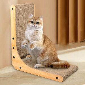 猫 爪とぎ 爪研ぎ L型爪とぎ ダンボール つめとぎ - ボール付き ネコ ねこ 壁 縦型 運動不足 ストレス解消 落ち着く 長持ち おしゃれ 高さ47.5 cm