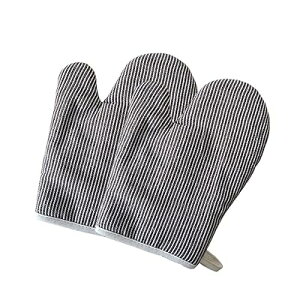 耐熱鍋つかみ 北欧デザイン オーブンミトン ストライプ キッチンミトン 2枚セット 綿製 厚手 両手 耐熱温度180℃ なべつかみ シンプル 耐熱ミトン おしゃれ 滑り止め 断熱グローブ 左右兼用