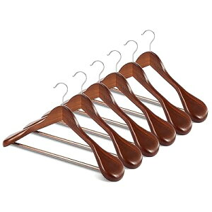 ハンガー 木製ハンガー 衣類ハンガー 洋服ハンガー メンズ レディース すべらない 滑り止め バーが付き 肩幅大きめ 型崩れ防止 360度回転 スーツ・シャツ・ジャケット・コート用(スモーク