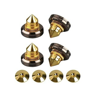 4個セット インシュレーター スパイク 金属製 スピーカー スパイク受け 高さ 調整可能 インシュレーター スピーカー用 オーディオ 音質 向上 (ゴールド)