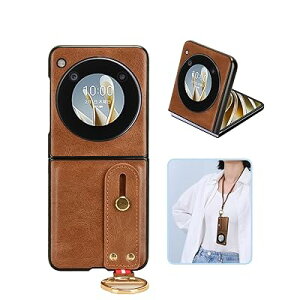 ZTE Libero flip/nubia flip 5G 用 ケース 手首とキックスタンド機能 肩掛け ストラップ付き 耐衝撃 レンズ保護 合皮レザーー + TPUケース 革の質感 画面レンズ保護 落下防止 携帯カバー 指紋防止 ZTE Li