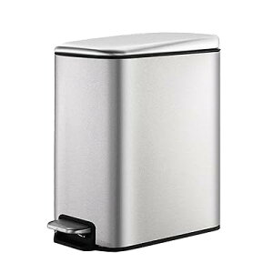 5L ステンレス製ゴミ箱 スリム 5リットル蓋つき ダストボックス 四角形 蓋付き ペダル式 おしゃれ キッチンゴミ箱 トイレゴミ箱 音無し指紋防止 生ゴミダストボックス トラッシュカン リサ