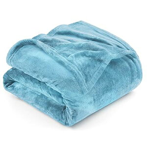 ブランケット 膝掛け 大判 春夏用 - 柔らかい タオルケット 洗える マイクロファイバー もふもふ ひざ掛け - 静電防止 四季適用 掛け毛布 キャンプ フランネル 毛布 ブルー 160x200