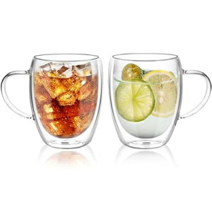 ダブルウォールグラス 350ml 2個セット 保冷 保温 耐熱 二重 グラス ダブルウォール コップ 結露しないグラス 二重グラス アイスコーヒー グラス マグカップ ガラス 二重構造 二重ガラスコッ