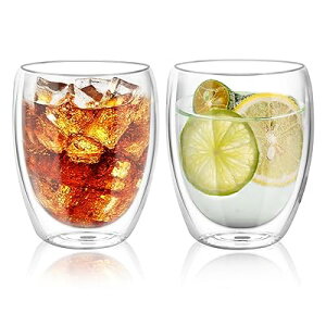 ダブルウォールグラス 350ml 2個セット 保冷 保温 耐熱 二重 グラス ダブルウォール コップ 結露しないグラス 二重グラス アイスコーヒー グラス マグカップ ガラス 二重構造 二重ガラスコッ