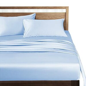 ボックスシーツ セミダブル 高?綿100% ホテル品質 シーツ ベッドシーツ サテン織り 300本高密度生地 マットレスカバー ベッドカバー 防ダニ 抗菌 滑らか 柔らかい ライトブルー 120×200×30cm