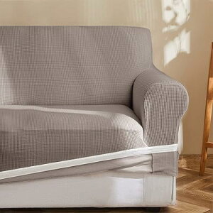 ソファーカバー 3人掛け 肘付き 無地 北欧風 ストレッチ フィットタイプ 伸縮素材伸び良く 滑り止め 柔らかい 犬 猫 傷 防止 超便利(ライトグレー))