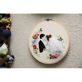 刺繍キット 初心者 セット ししゅうキット 日本語ステッチ方説明書付 結婚式 木製ベース 刺しゅう 家庭科手作り 初心者学ぶ 人気いっぱい女の子刺繍 クロスステッチ おしゃれ 贈り物 (永遠のキス)…