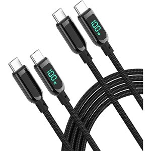 LEDfBXvCϋviC USB-C & USB-C P[u 100W PDΉ MacBook Pro/Air iPad Pro iPad Air 4 Galaxy S20 Pixel LG Ή (1.2m 1.2m, Black)
