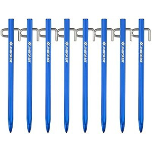 鍛造ペグ アルミ製 ペグ 超高強度 7A04アルミ合金 20cm/30cm 4本/8本セット ステンレス製フック 超軽量 錆びにくい テント用 タープ用 アウトドア/キャンプ 用品 岩場 砂浜 砂利 硬い土 芝生 (ブル