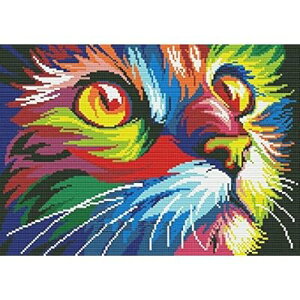 Colorful cat in dark counted cross stitch kits 14 ct, LƐFANXXeb`Lbg156*130 |CgA40*33cm NXXeb`
