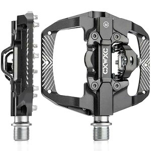 自転車 ペダル ビンディングペダル 片面フラット 滑り止め 広い踏み面 9/16インチ クリート付属 アルミ製 ブラック (CX-159)